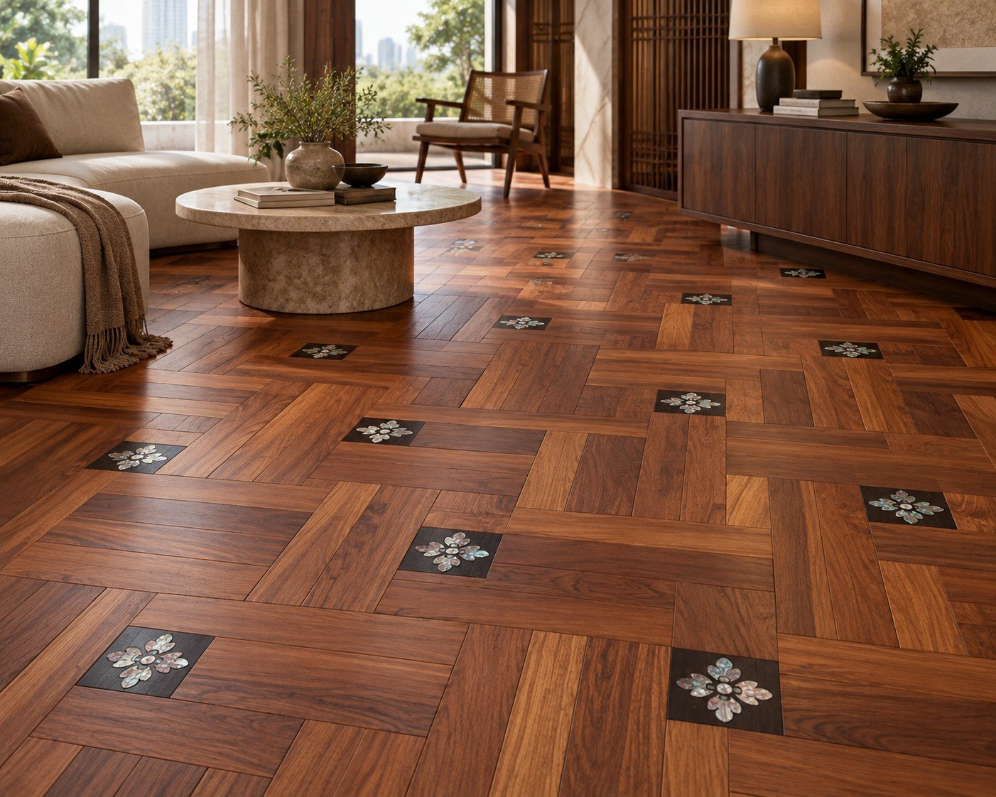 Teak Rosewood with Natural Shell flooring in a room thumbnail