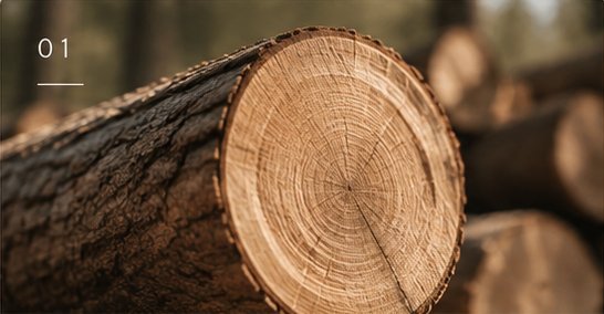 Freshly cut hardwood log, cross-section grain visible